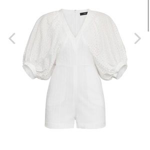 BCBGMAXAZRIA Puff Sleeve Cotton Romper